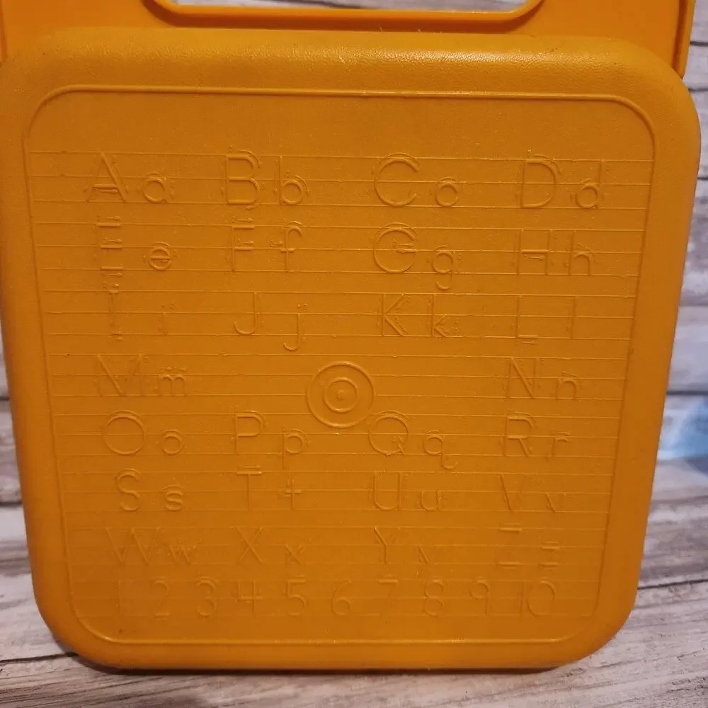 Vintage Tupperware Yellow Alphabet ABCs Stencil Case Lunch Box Storage Container